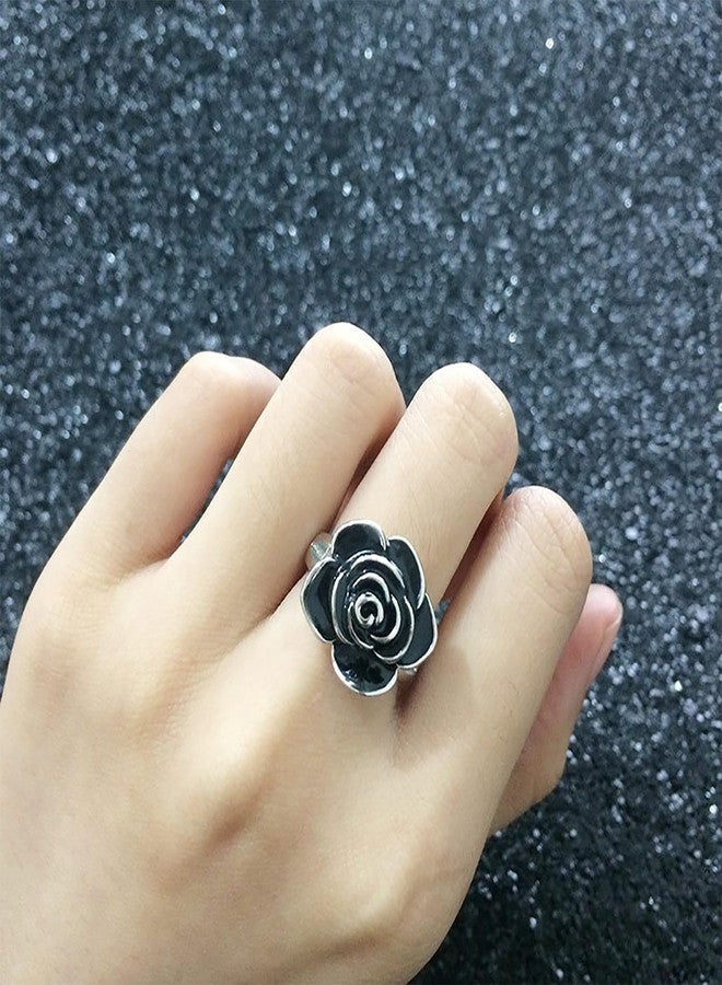 Ecooon 2pcs Vintage rose ring pack for women, 3D 925 Sterling Silver flower ring Promise Statement wedding anniversary Cocktail Party Chunky band Ring Jewelry - Image 5